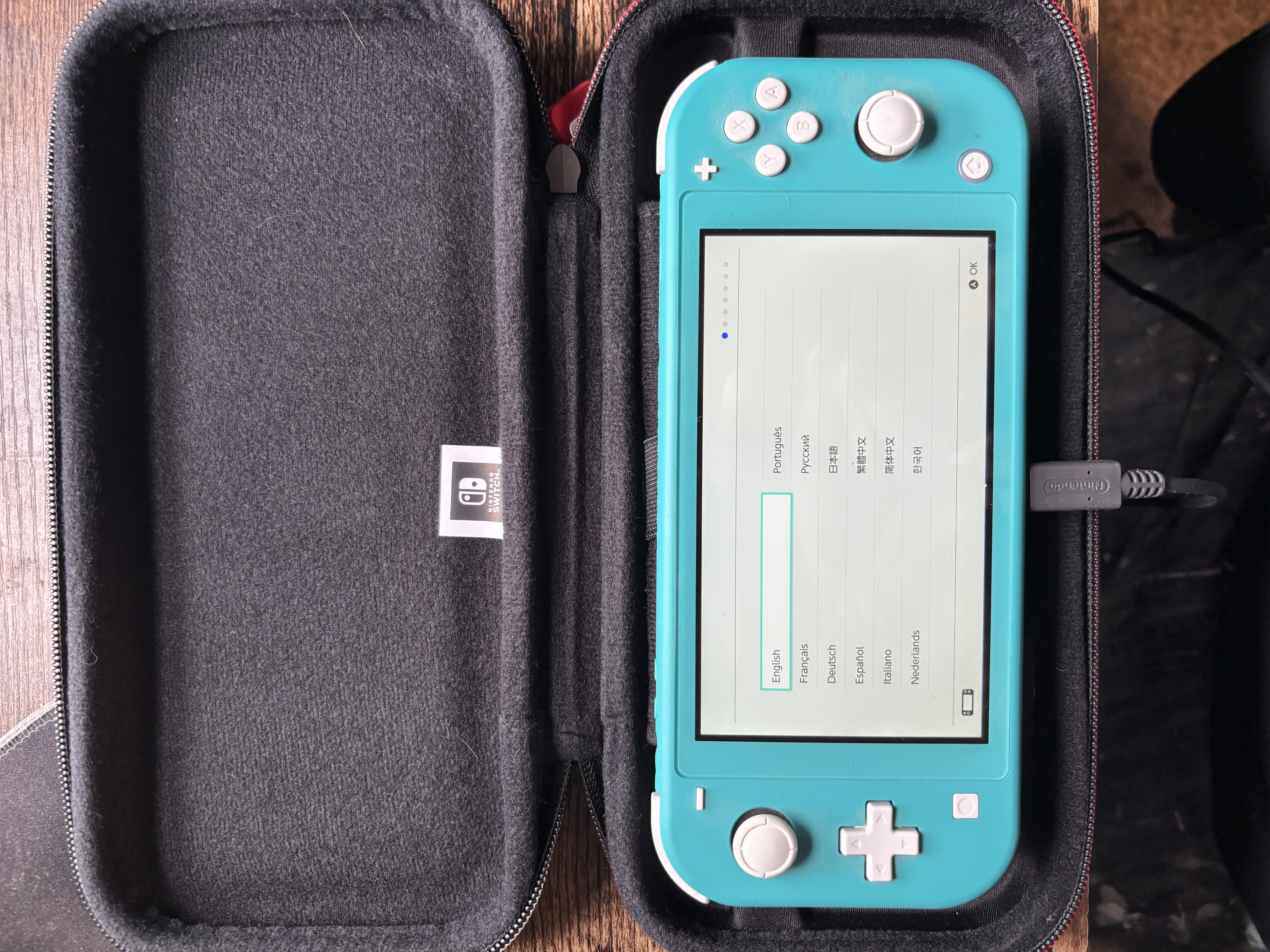 Nintendo Switch Lite (Turquoise) – Reset, OEM Charger + Hard Case