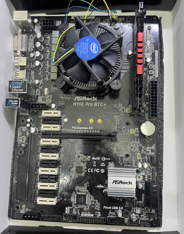 Mobo + CPU + Ram + Cooler H110 Pro BTC+ Pentium 8gb